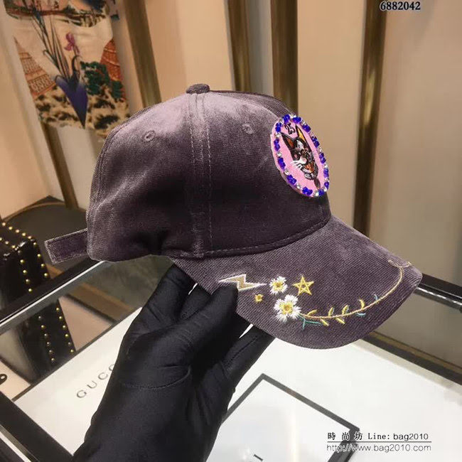 GUCCI古馳 實物實拍 秋冬款絲絨棒球帽 6882042 LLWJ8747